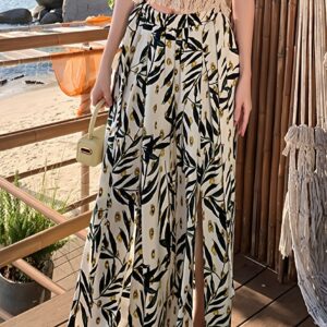 Boho Beach Split Floral Wide Pants