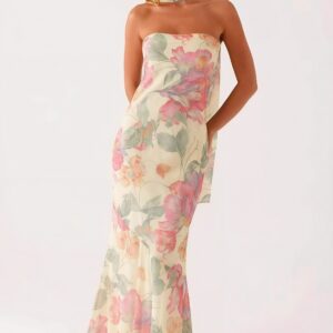 Floral Tie Fishtail Vacation Maxi Dress