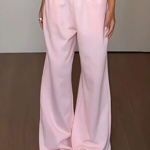 Retro Pink Relaxed Wide Leg Casual Pants