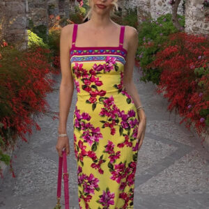 Ethnic Vintage Print Slim Cami Midi Dress