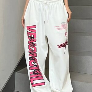 Hip Hop Print Draped Wide Leg Pants