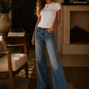 High Waist Straight Leg Denim Pants