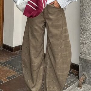 Plaid Elegant Loose Casual Pants