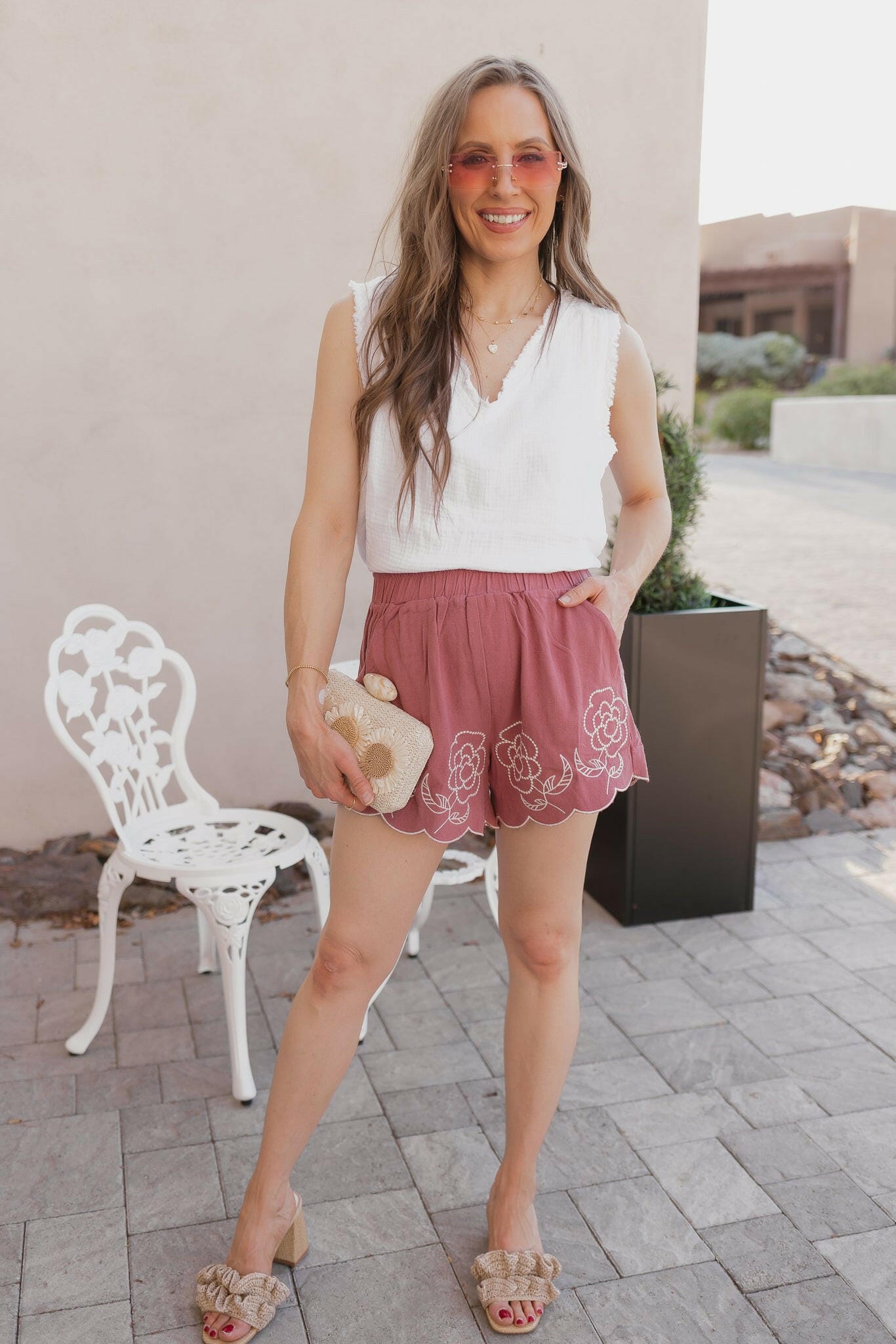 Raw Edge Double Gauze V-Neck Tank - Image 11